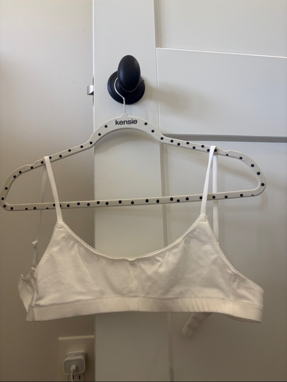 kensie White Cotton Bralette with Adjustable Straps